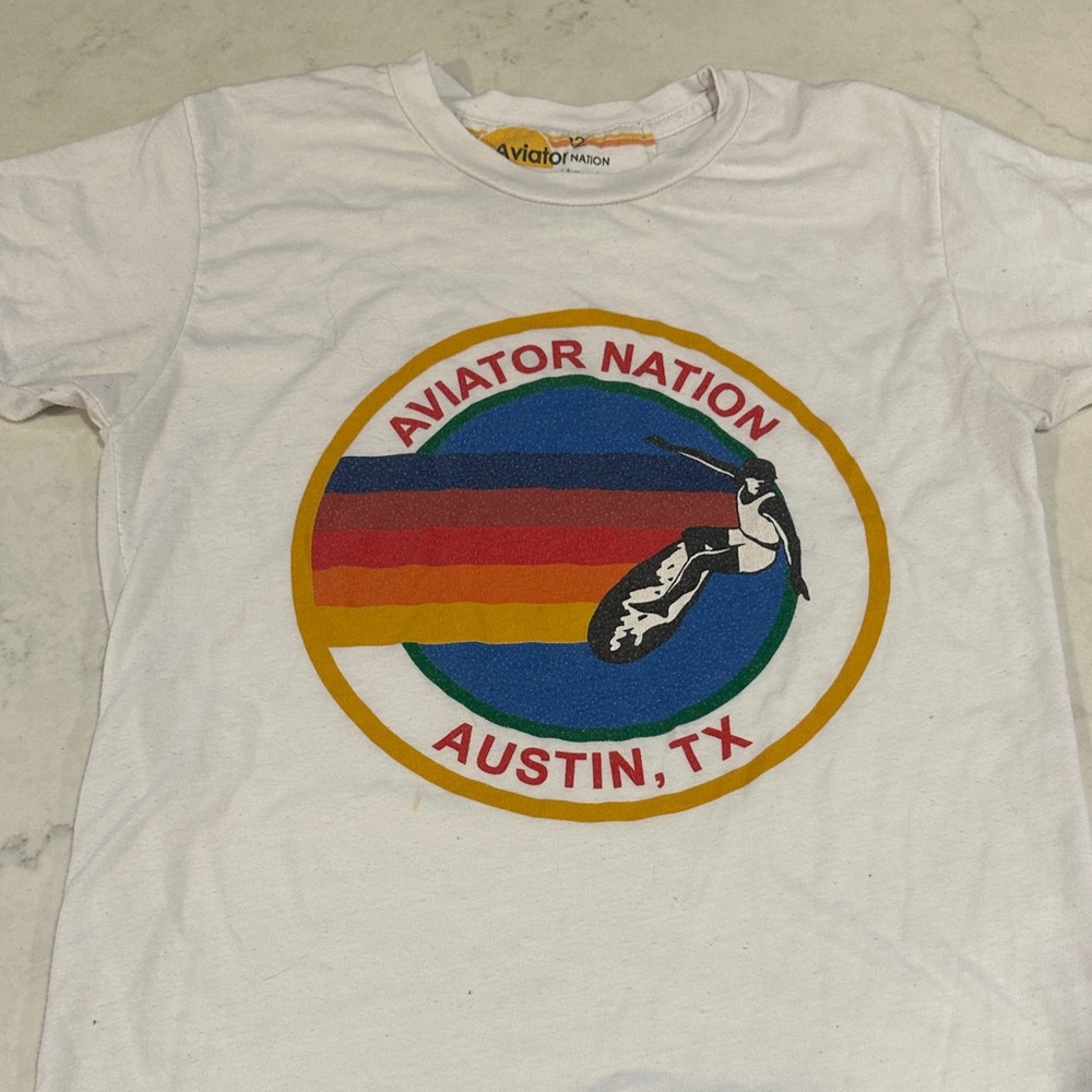 Aviator Nation kids White Tee with Multicolor Graphic